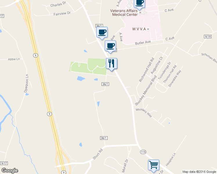 map of restaurants, bars, coffee shops, grocery stores, and more near 544 Van Metre Drive in Kearneysville
