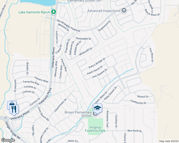 map of restaurants, bars, coffee shops, grocery stores, and more near 2221 Paint Horse Drive in Reno