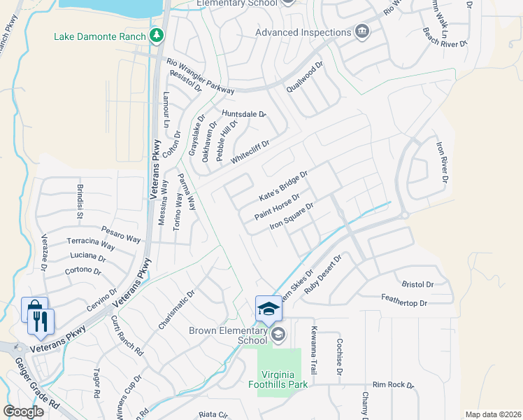 map of restaurants, bars, coffee shops, grocery stores, and more near 2221 Paint Horse Drive in Reno