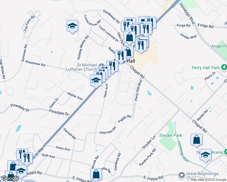 map of restaurants, bars, coffee shops, grocery stores, and more near 12 Juliet Lane in Nottingham
