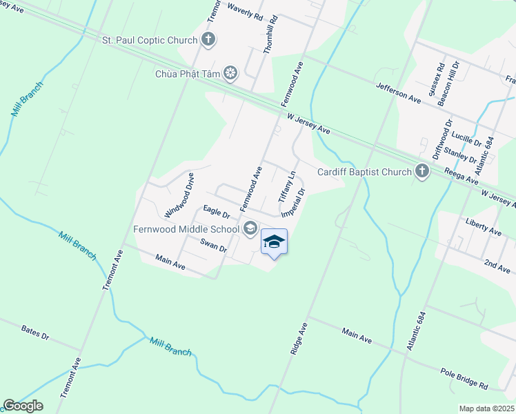 map of restaurants, bars, coffee shops, grocery stores, and more near 4030 Fernwood Avenue in Egg Harbor Township
