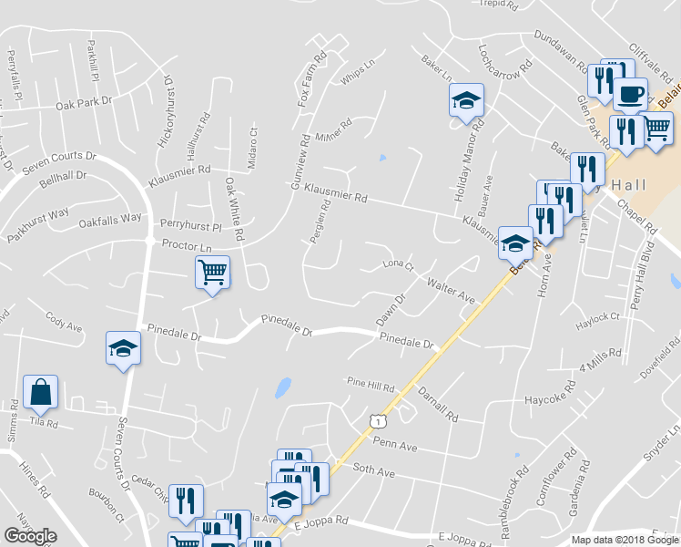 map of restaurants, bars, coffee shops, grocery stores, and more near 11 Perhall Court in Nottingham