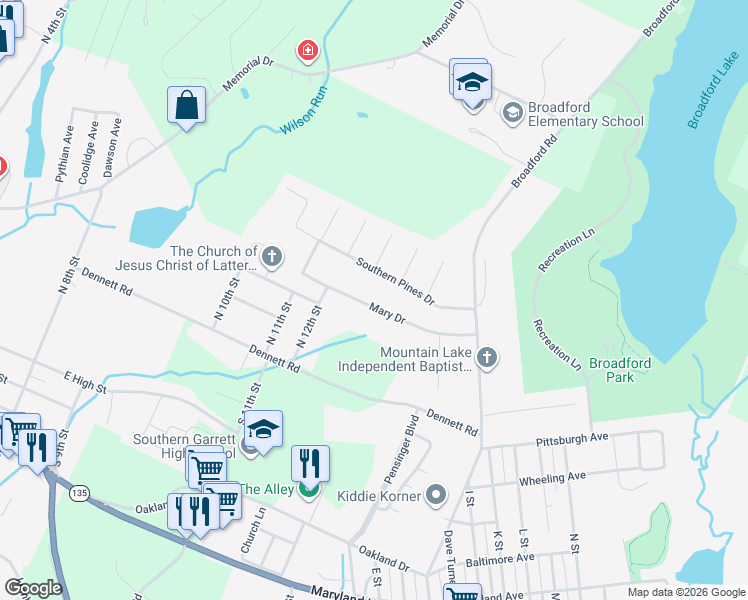 map of restaurants, bars, coffee shops, grocery stores, and more near 1124 Mary Dr in Oakland