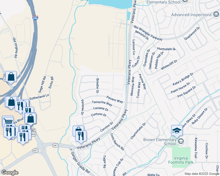map of restaurants, bars, coffee shops, grocery stores, and more near 475 Sondrio Court in Reno