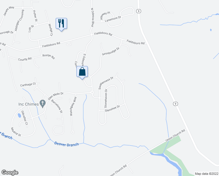 map of restaurants, bars, coffee shops, grocery stores, and more near 530 Stonehaven Drive in Townsend