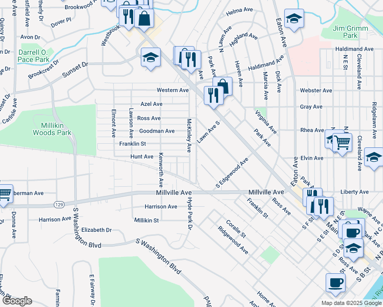 map of restaurants, bars, coffee shops, grocery stores, and more near 516 McKinley Avenue in Hamilton