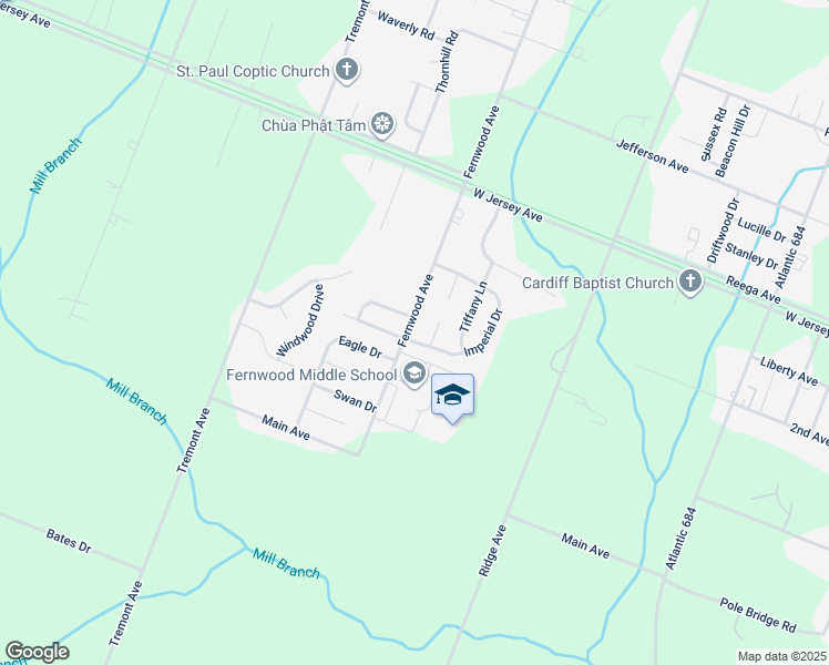 map of restaurants, bars, coffee shops, grocery stores, and more near 4030 Fernwood Avenue in Egg Harbor Township