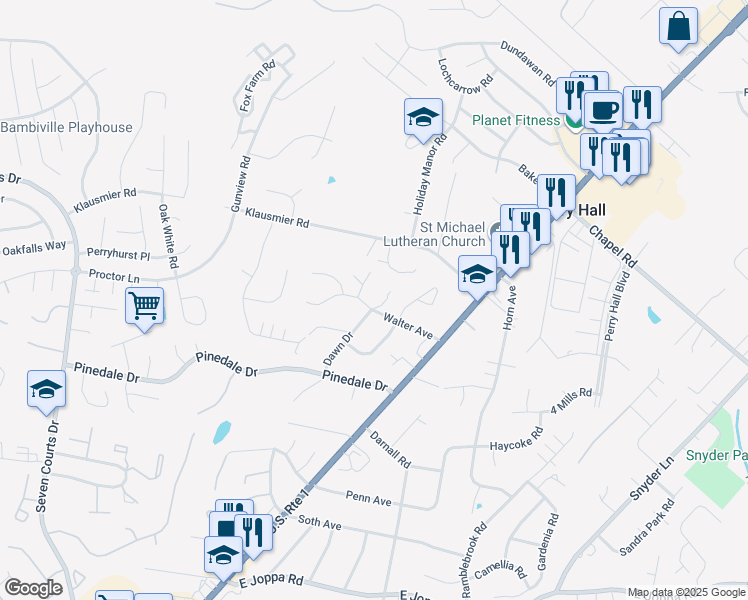 map of restaurants, bars, coffee shops, grocery stores, and more near 4 Lona Court in Nottingham