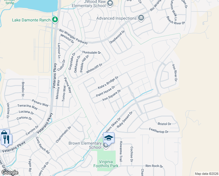map of restaurants, bars, coffee shops, grocery stores, and more near 2249 Paint Horse Drive in Reno