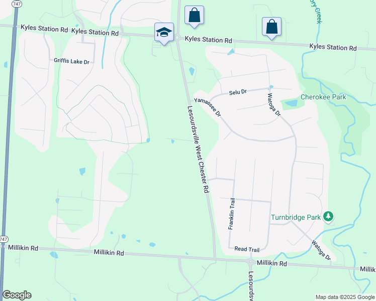 map of restaurants, bars, coffee shops, grocery stores, and more near 5769 Lesourdsville West Chester Road in Hamilton