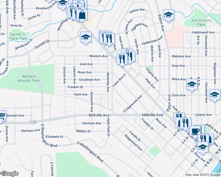 map of restaurants, bars, coffee shops, grocery stores, and more near 516 McKinley Avenue in Hamilton
