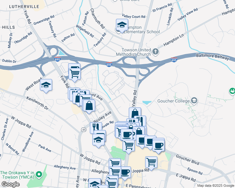 map of restaurants, bars, coffee shops, grocery stores, and more near 4 Smeton Place in Baltimore