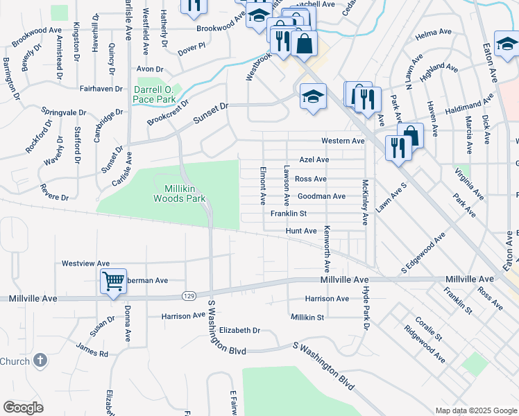 map of restaurants, bars, coffee shops, grocery stores, and more near 1327 Goodman Avenue in Hamilton