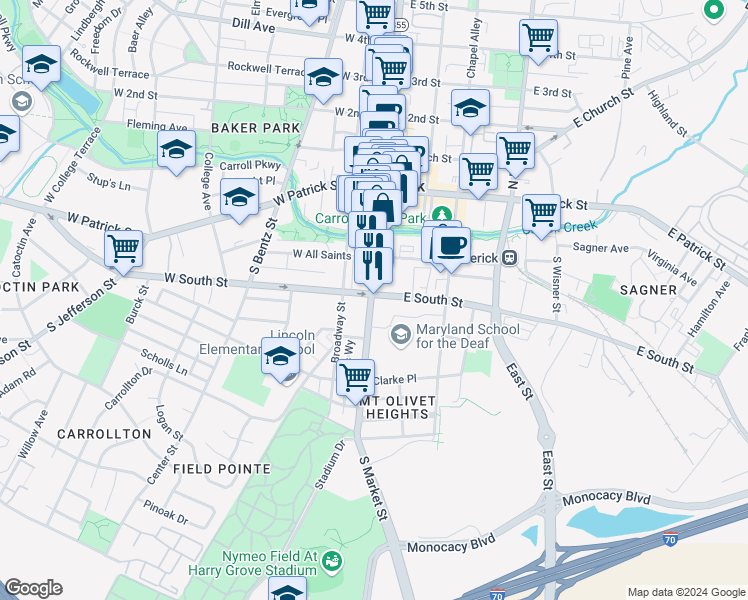 map of restaurants, bars, coffee shops, grocery stores, and more near 101 Independence Avenue Southeast in Washington