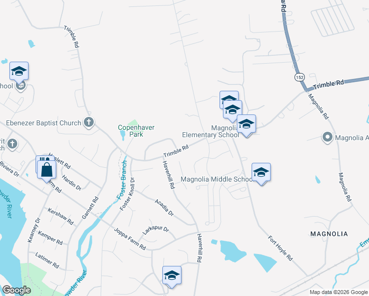 map of restaurants, bars, coffee shops, grocery stores, and more near 724-798 Trimble Road in Joppa