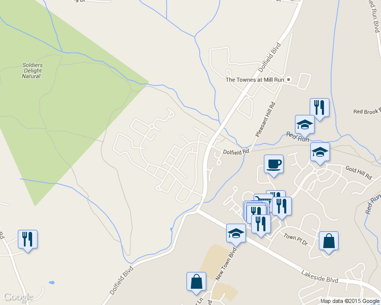 map of restaurants, bars, coffee shops, grocery stores, and more near 10847 Will Painter Drive in Owings Mills