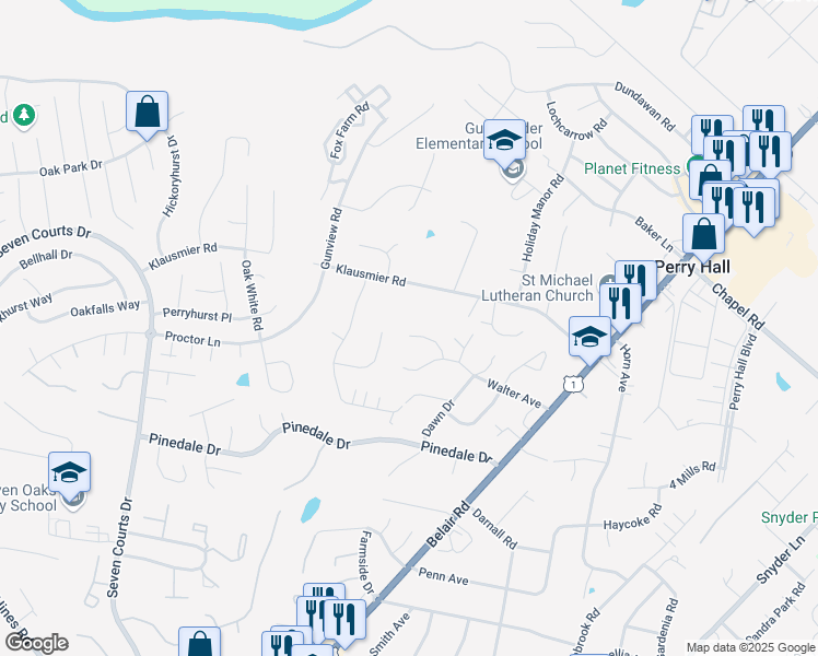 map of restaurants, bars, coffee shops, grocery stores, and more near 12 Linwen Way in Nottingham