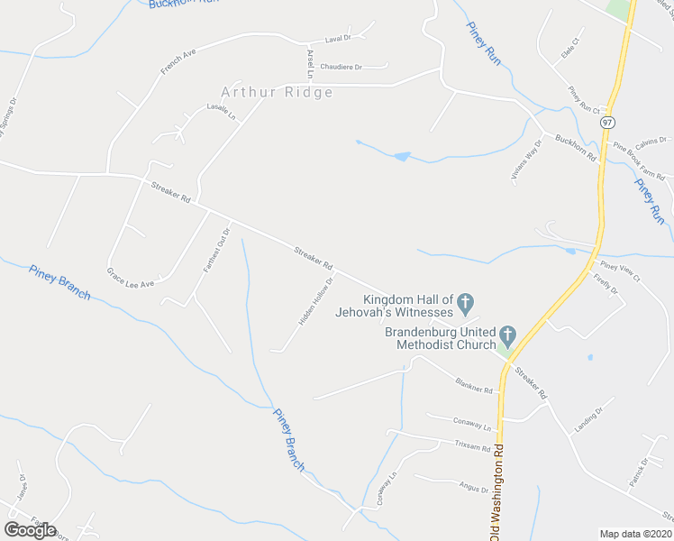 map of restaurants, bars, coffee shops, grocery stores, and more near Streaker Road in Sykesville