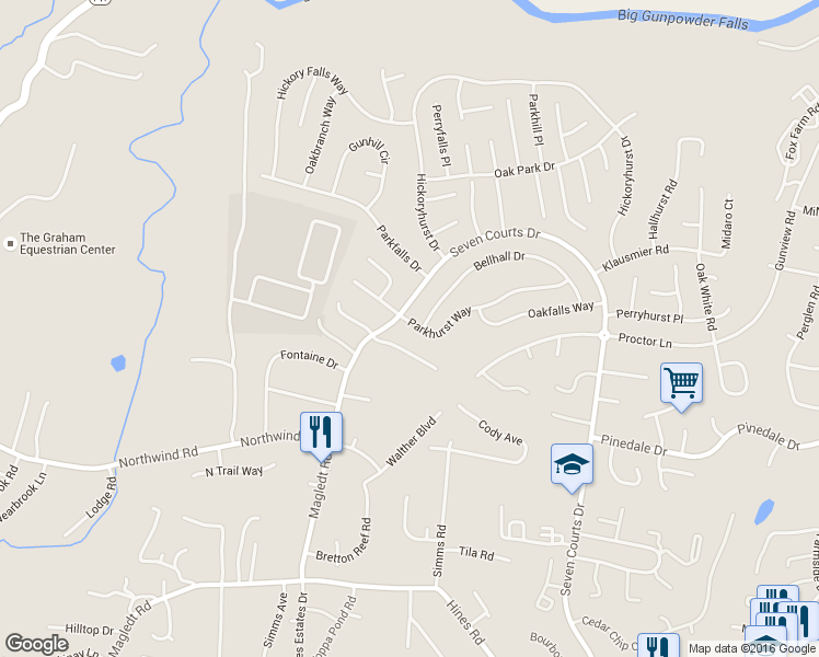 map of restaurants, bars, coffee shops, grocery stores, and more near 3603 Parkhurst Way in Nottingham