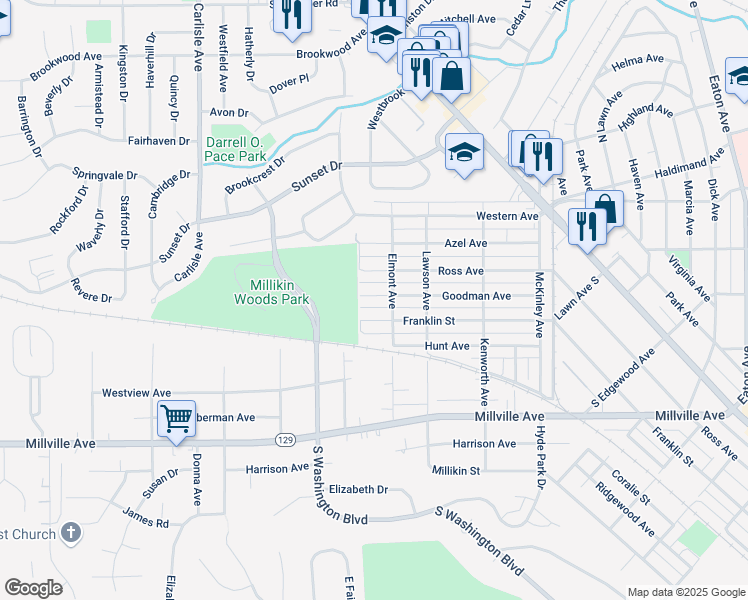 map of restaurants, bars, coffee shops, grocery stores, and more near 1327 Goodman Avenue in Hamilton