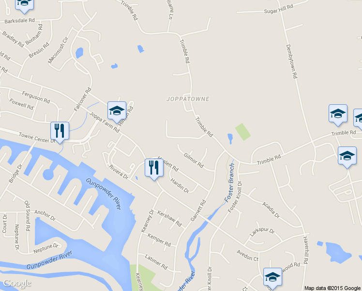 map of restaurants, bars, coffee shops, grocery stores, and more near 427 Gilmor Road in Harford County