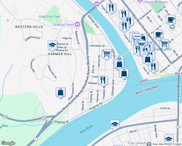 map of restaurants, bars, coffee shops, grocery stores, and more near 424 Maple Street in Marietta