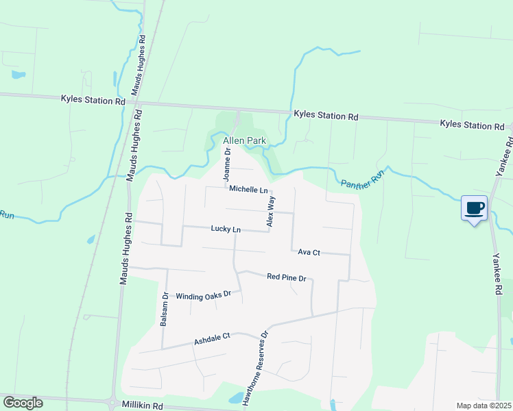 map of restaurants, bars, coffee shops, grocery stores, and more near 6554 Justess Lane in Butler County