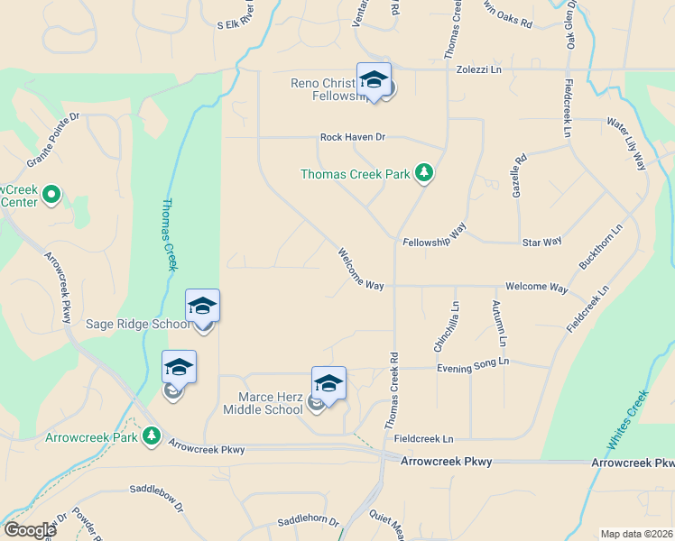 map of restaurants, bars, coffee shops, grocery stores, and more near 13140 Welcome Way in Reno