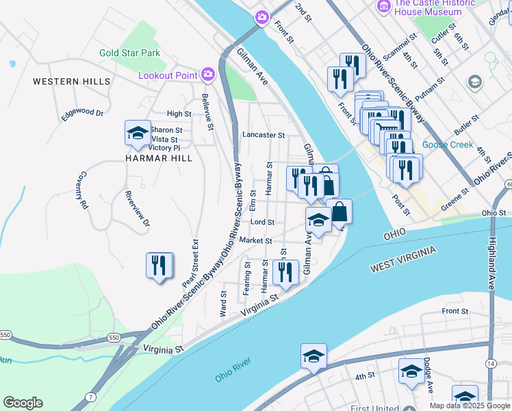 map of restaurants, bars, coffee shops, grocery stores, and more near 424 Maple Street in Marietta