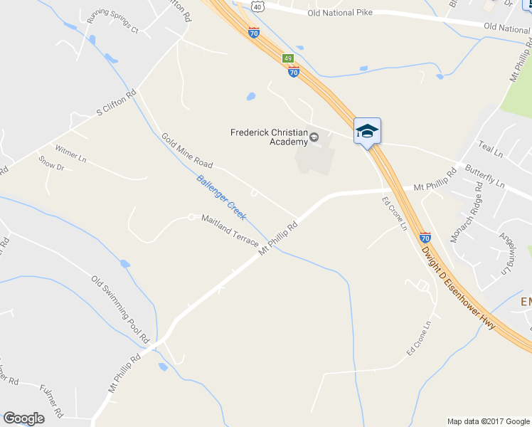 map of restaurants, bars, coffee shops, grocery stores, and more near 5331 Gold Mine Road in Frederick