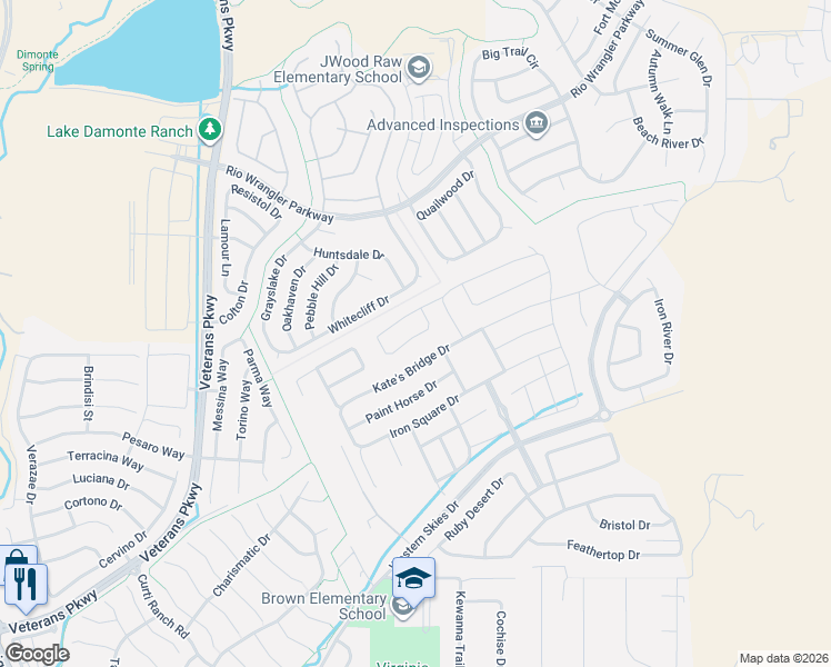 map of restaurants, bars, coffee shops, grocery stores, and more near 2177 Kate's Bridge Drive in Reno