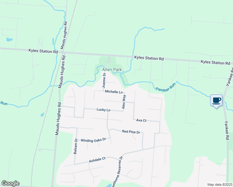 map of restaurants, bars, coffee shops, grocery stores, and more near 6554 Justess Lane in Butler County