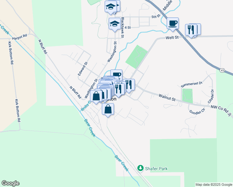 map of restaurants, bars, coffee shops, grocery stores, and more near 605 Short Street in Weston