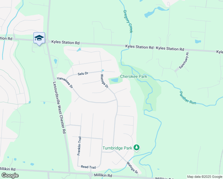 map of restaurants, bars, coffee shops, grocery stores, and more near 4622 Watoga Drive in Butler County