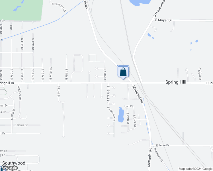 map of restaurants, bars, coffee shops, grocery stores, and more near 1907 East Springhill Drive in Terre Haute