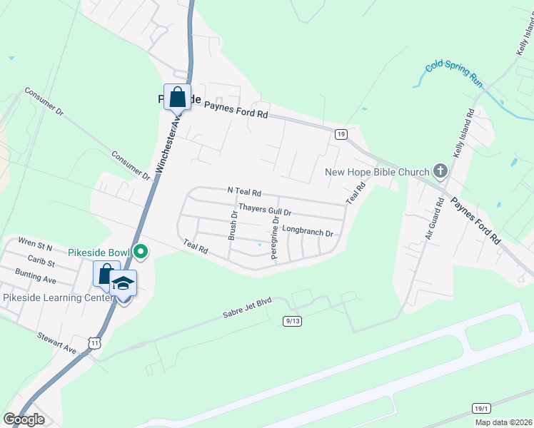 map of restaurants, bars, coffee shops, grocery stores, and more near 251 Thayers Gull Drive in Martinsburg