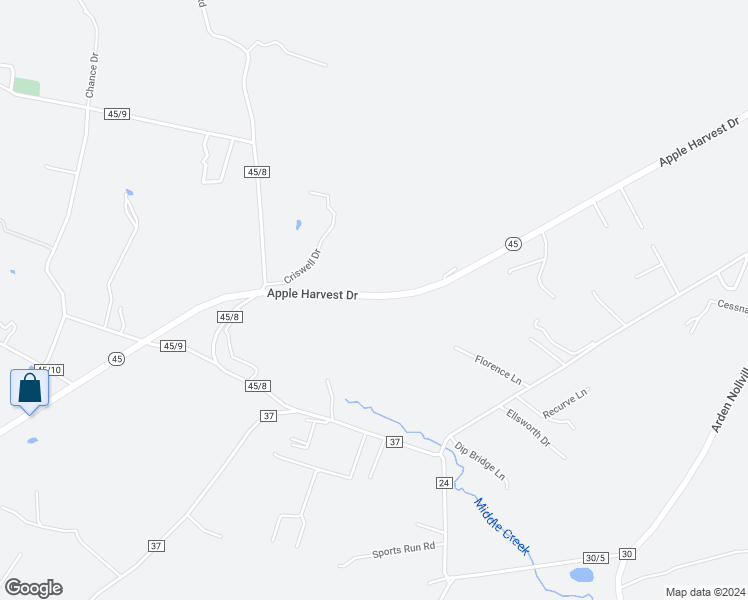 map of restaurants, bars, coffee shops, grocery stores, and more near 9418 Apple Harvest Drive in Martinsburg