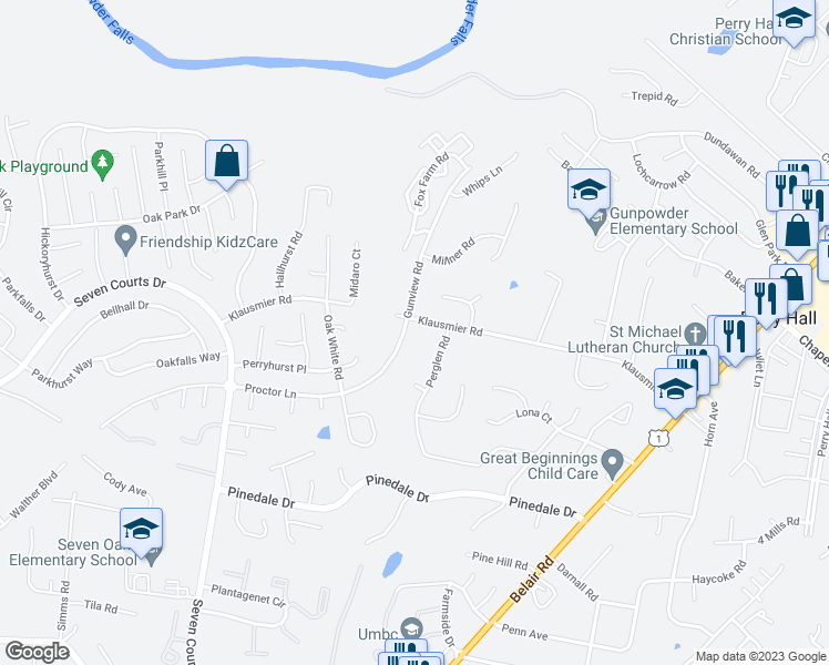map of restaurants, bars, coffee shops, grocery stores, and more near 3901 Klausmier Road in Nottingham