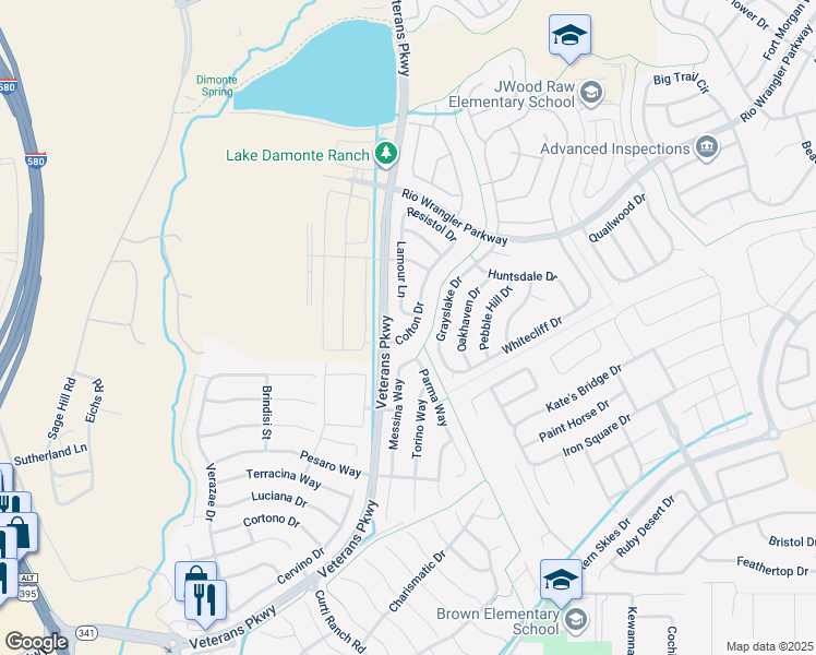 map of restaurants, bars, coffee shops, grocery stores, and more near 11079 Colton Drive in Reno