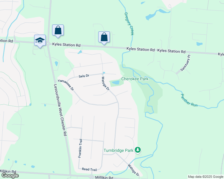 map of restaurants, bars, coffee shops, grocery stores, and more near 4622 Watoga Drive in Butler County