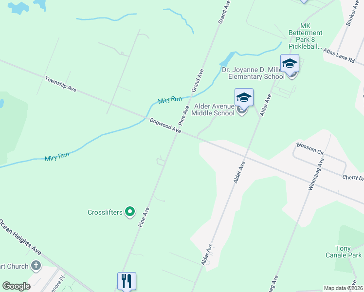 map of restaurants, bars, coffee shops, grocery stores, and more near 106 Pine Avenue in Egg Harbor Township