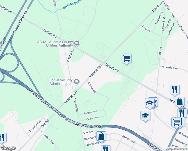 map of restaurants, bars, coffee shops, grocery stores, and more near 2608 Fire Road in Egg Harbor Township
