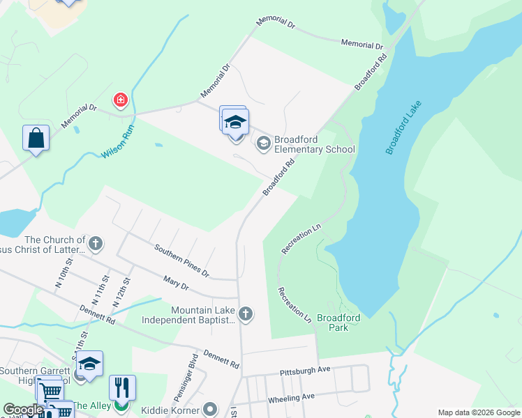 map of restaurants, bars, coffee shops, grocery stores, and more near 1307 Broadford Road in Oakland