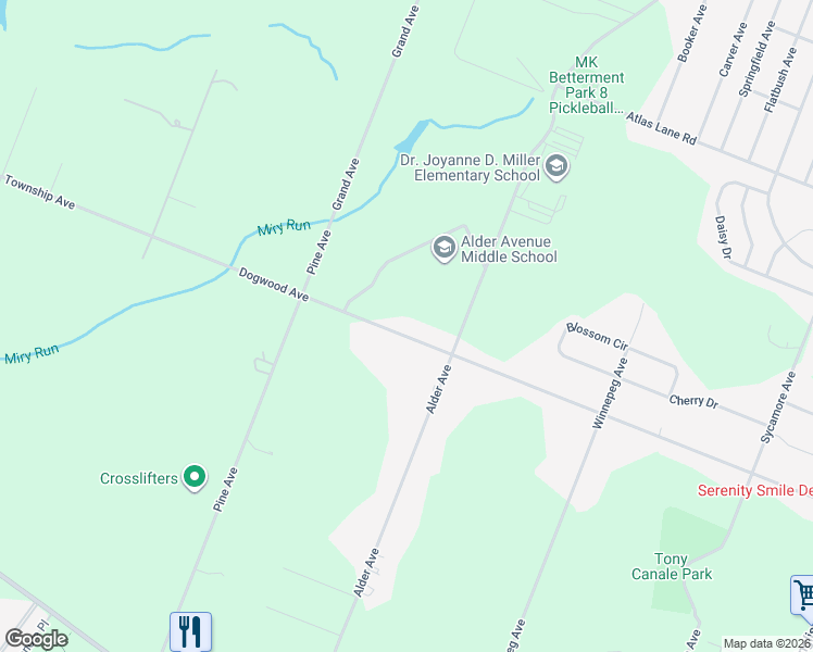 map of restaurants, bars, coffee shops, grocery stores, and more near 216 Dogwood Avenue in Egg Harbor Township