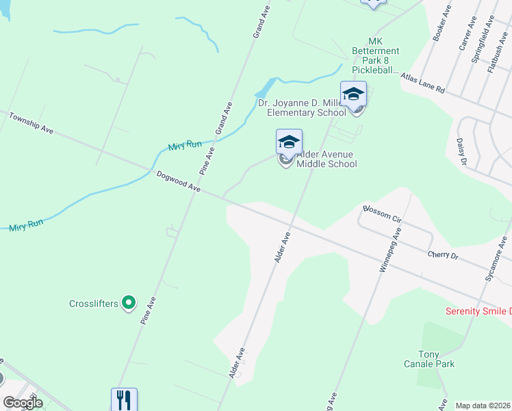 map of restaurants, bars, coffee shops, grocery stores, and more near 216 Dogwood Avenue in Egg Harbor Township