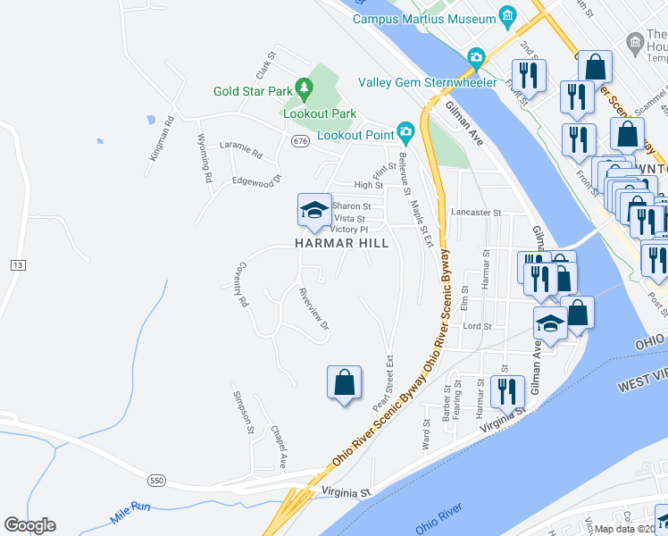 map of restaurants, bars, coffee shops, grocery stores, and more near 112 Oakview Drive in Marietta
