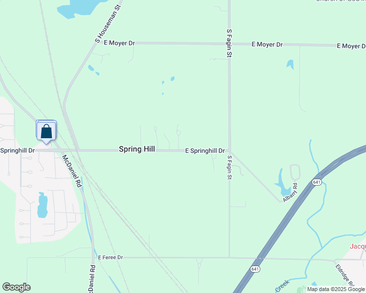 map of restaurants, bars, coffee shops, grocery stores, and more near 2883 East Springhill Drive in Terre Haute