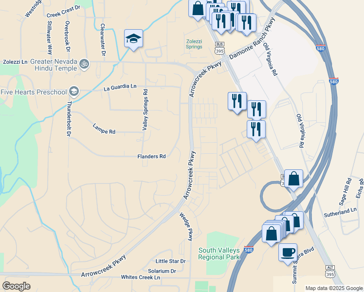 map of restaurants, bars, coffee shops, grocery stores, and more near 690 Barnwood Court in Reno