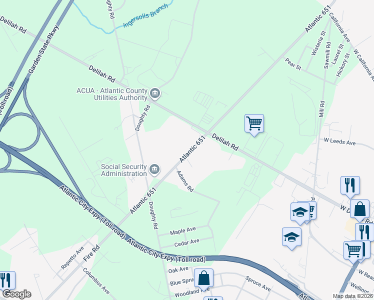 map of restaurants, bars, coffee shops, grocery stores, and more near 2608 Fire Road in Egg Harbor Township
