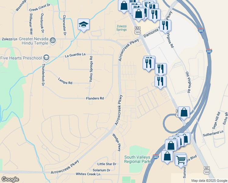 map of restaurants, bars, coffee shops, grocery stores, and more near 690 Barnwood Court in Reno